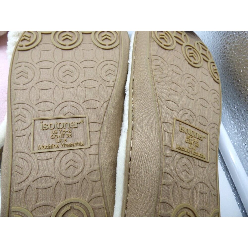 Isotoner Popcorn ECO Microterry Slide Slippers with Memory Foam, Ivory - Picture 7 of 9